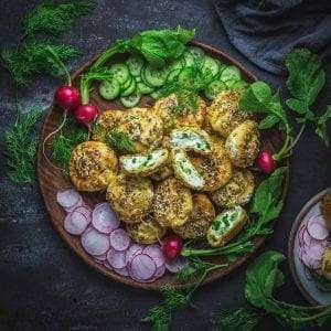 Everything-Seasoned Gougères with Scallion-Cream Cheese Filling