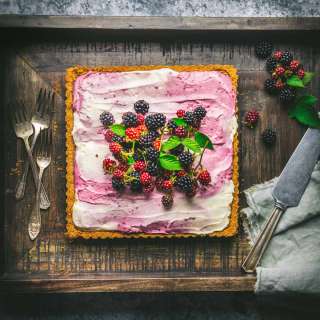 Half-Baked Blackberry-Vanilla Swirl Cheesecake