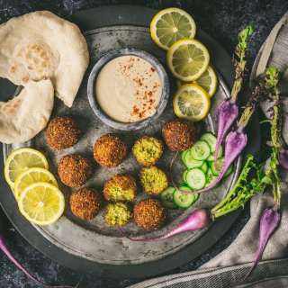 Crispy Falafel with Lemon-Tahini Sauce and Homemade Pita