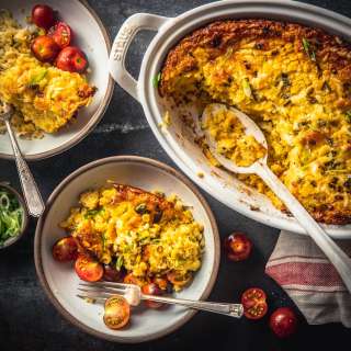 Spicy Cheddar Cornbread Pudding (with boxed corn muffin mix)