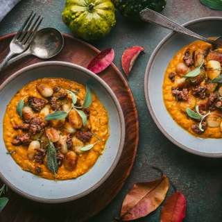 Crispy Gnocchi and Sausage with Creamy Pumpkin Sauce