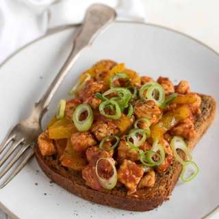 Hot Open Faced Sandwich with Fried Turkey