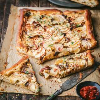 Caramelized Apple, Shallot and Cheddar Tart