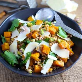 Farro Salad with Butternut Squash, Pistachios and Parmesan