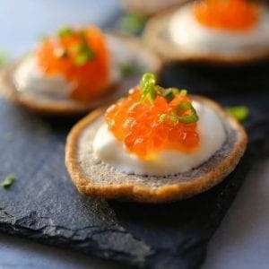 Buckwheat Blinis with Salmon Roe and Crème Fraîche