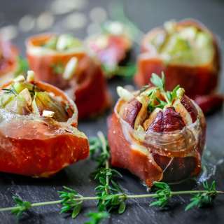 Roasted Figs with Bleu Cheese and Serrano Ham