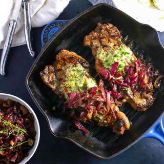 Steak with Blue Cheese and Chive Compound Butter