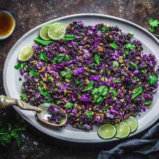 Black Rice Salad with Red Cabbage and Herbs