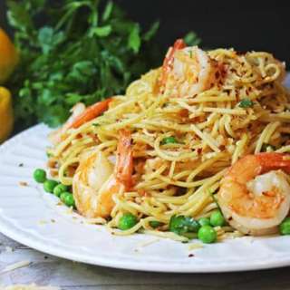 Shrimp Scampi Pasta with Parmesan & Peas