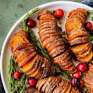 Candied Hasselback Sweet Potatoes